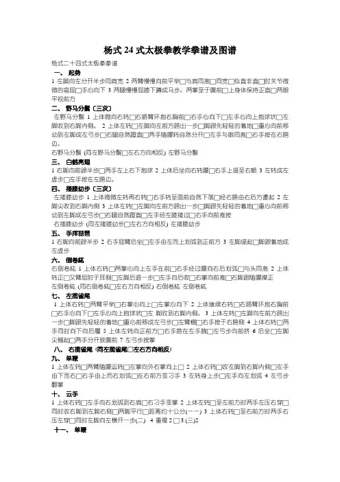 杨式24式太极拳教学拳谱及图谱