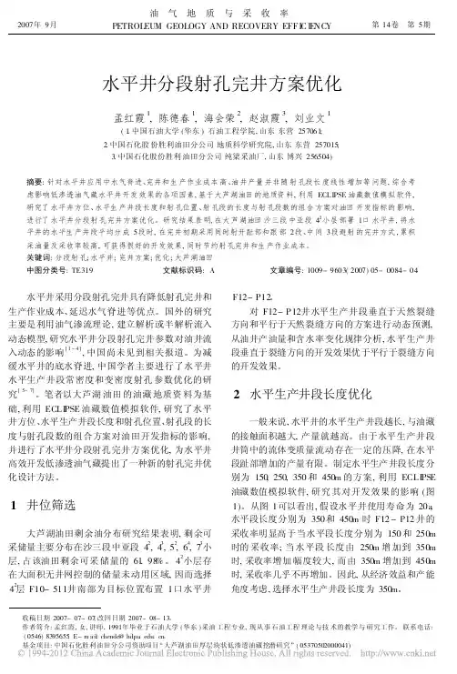 水平井分段射孔完井方案优化_孟红霞