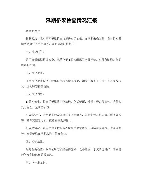 汛期桥梁检查情况汇报