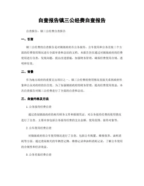 自查报告镇三公经费自查报告