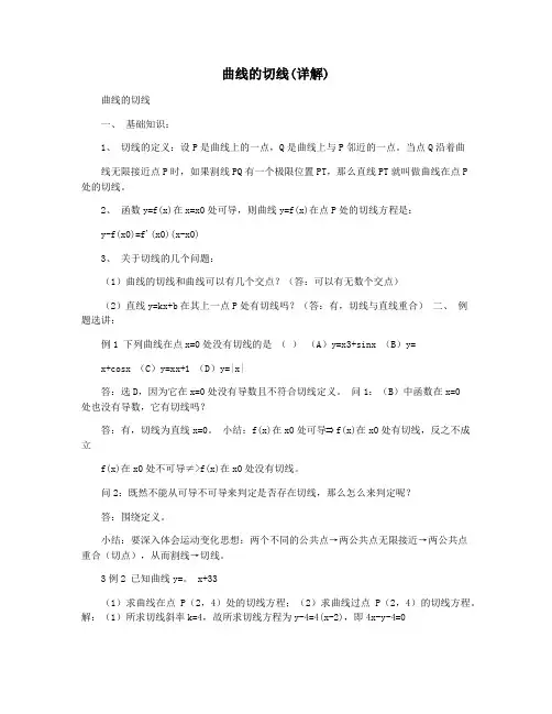 曲线的切线(详解)