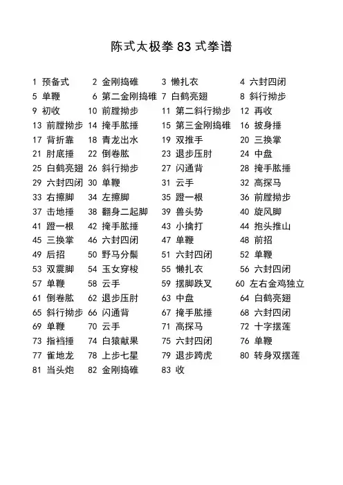 陈式太极拳83式拳谱
