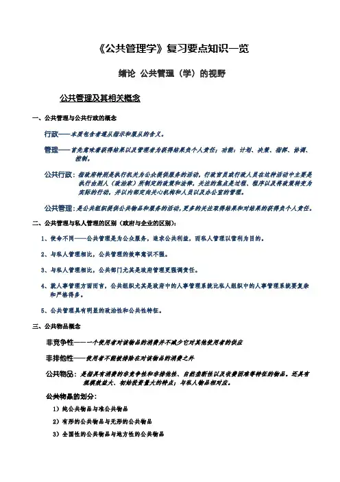《公共管理学》知识要点