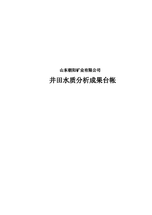 朝阳矿水质分析成果台帐