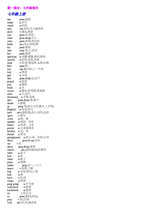 初中阶段应掌握四会的词汇