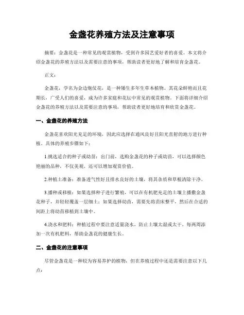 金盏花养殖方法及注意事项