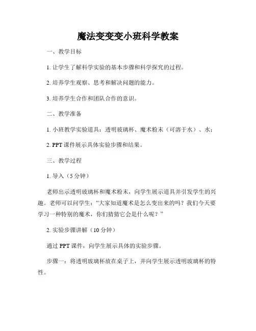 魔法变变变小班科学教案