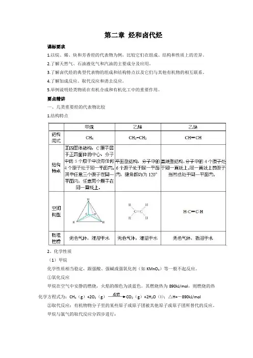 (完整版)【人教版】高中化学选修5知识点总结：第二章烃和卤代烃