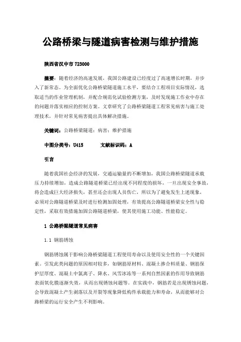公路桥梁与隧道病害检测与维护措施