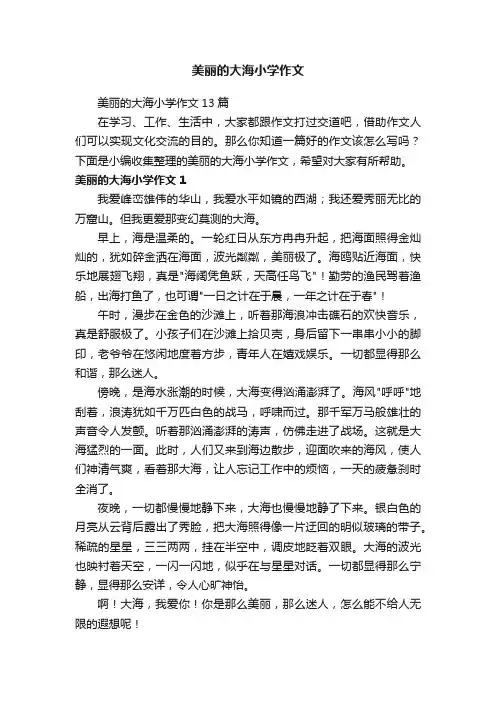 美丽的大海小学作文