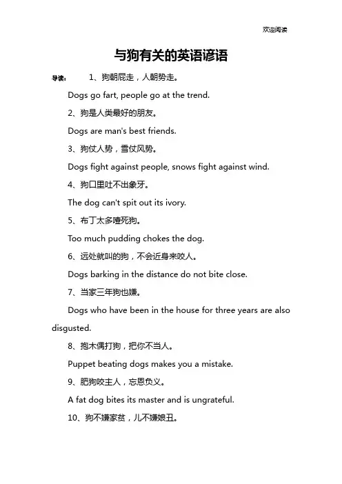 与狗有关的英语谚语