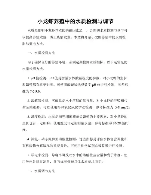 小龙虾养殖中的水质检测与调节