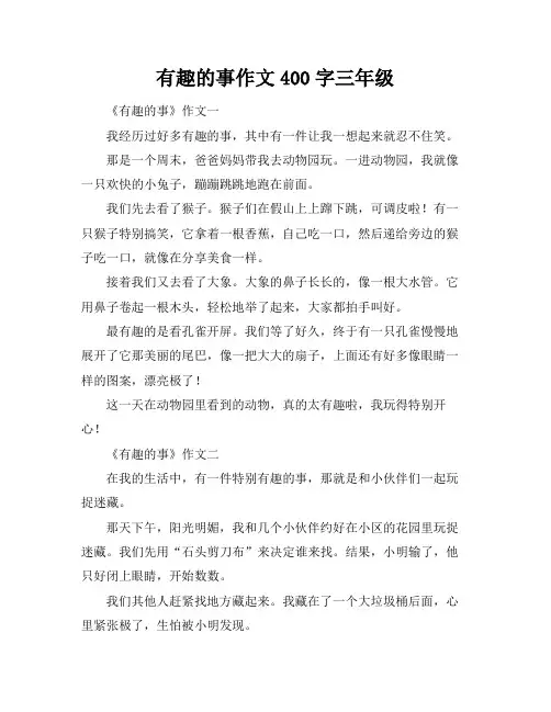 有趣的事作文400字三年级
