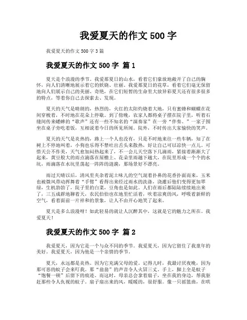 我爱夏天的作文500字