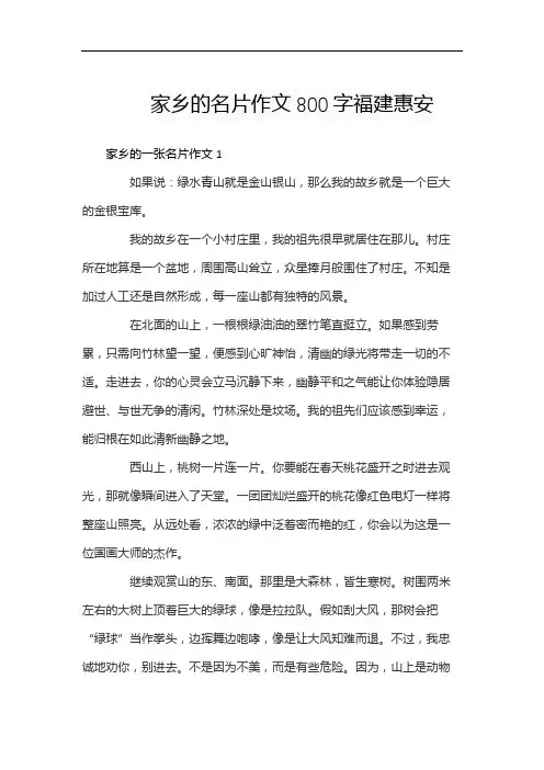 家乡的名片作文800字福建惠安