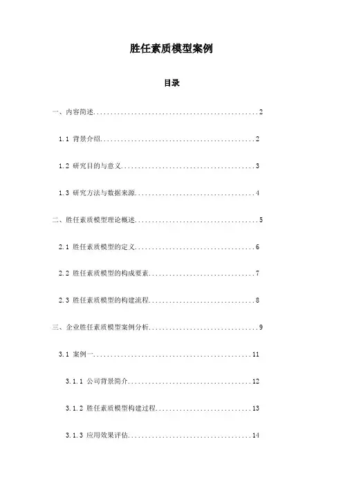 胜任素质模型案例