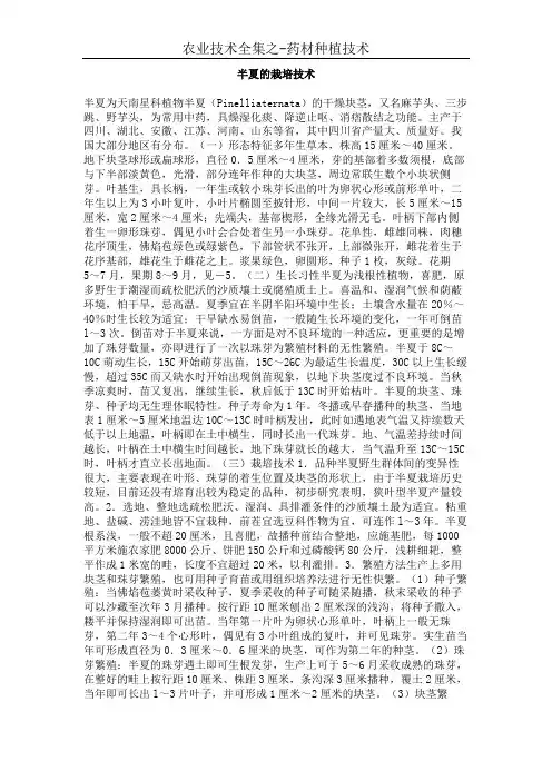 半夏的栽培技术