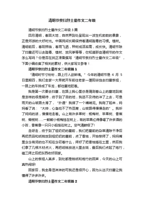 清明节祭扫烈士墓作文二年级