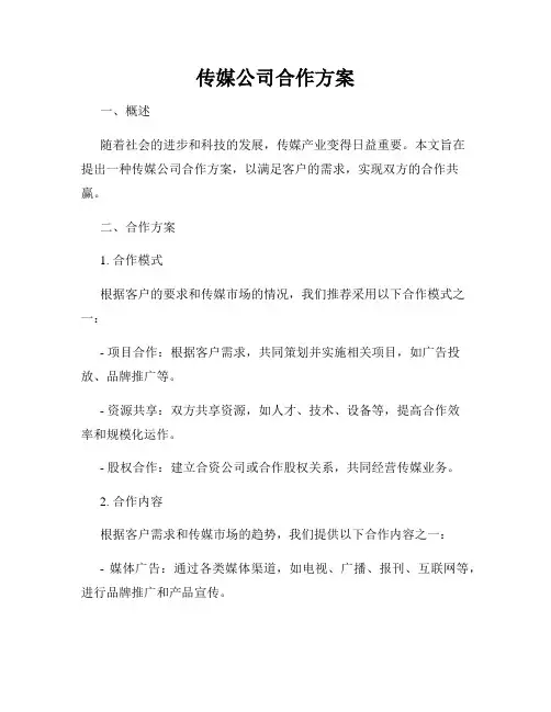 传媒公司合作方案