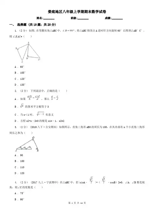 娄底地区八年级上学期期末数学试卷