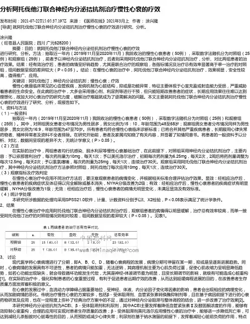 分析阿托伐他汀联合神经内分泌拮抗剂治疗慢性心衰的疗效