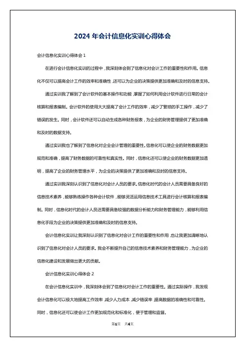 2024年会计信息化实训心得体会