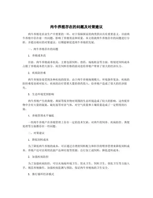 肉牛养殖存在的问题及对策建议