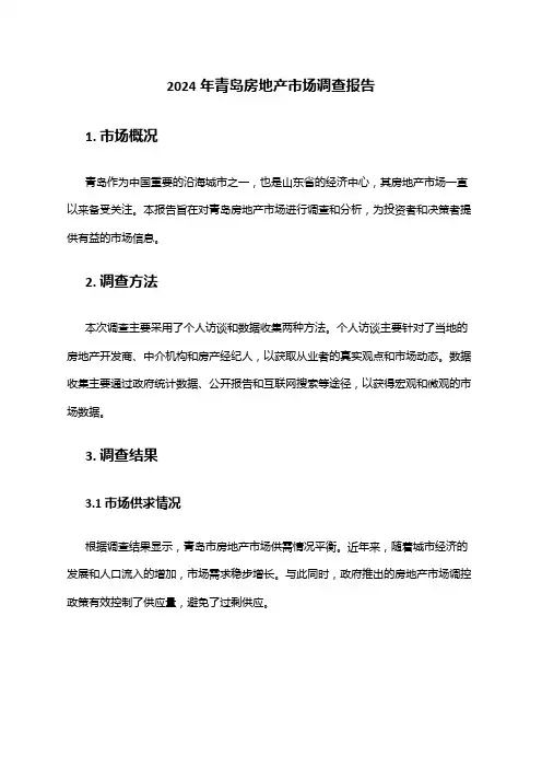 2024年青岛房地产市场调查报告