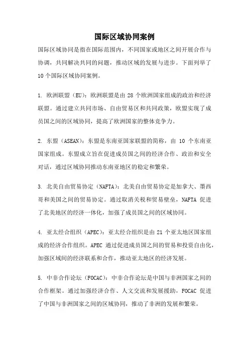 国际区域协同案例