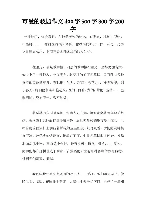 可爱的校园作文400字500字300字200字