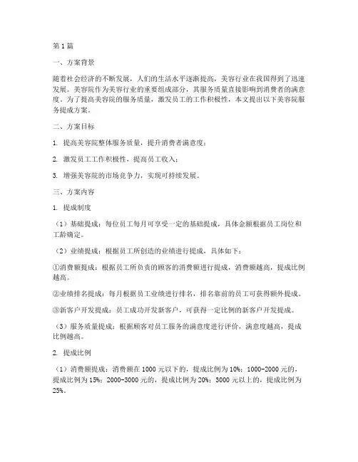 美容院服务提成方案(3篇)