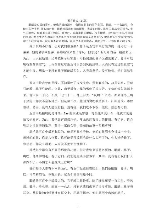 五官作文(3篇)