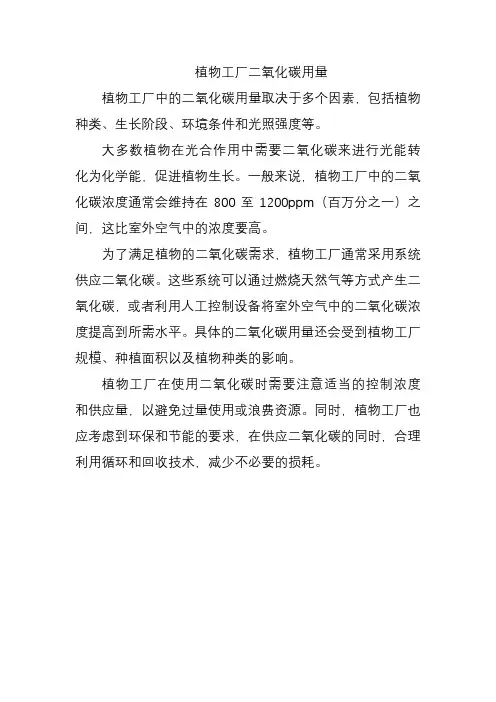 植物工厂二氧化碳用量