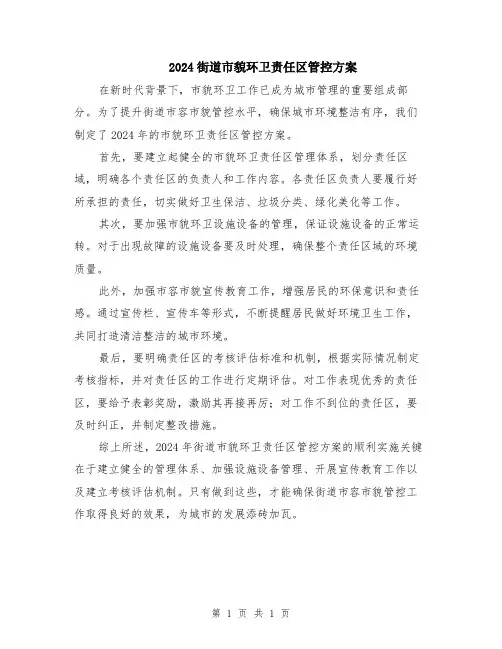 2024街道市貌环卫责任区管控方案