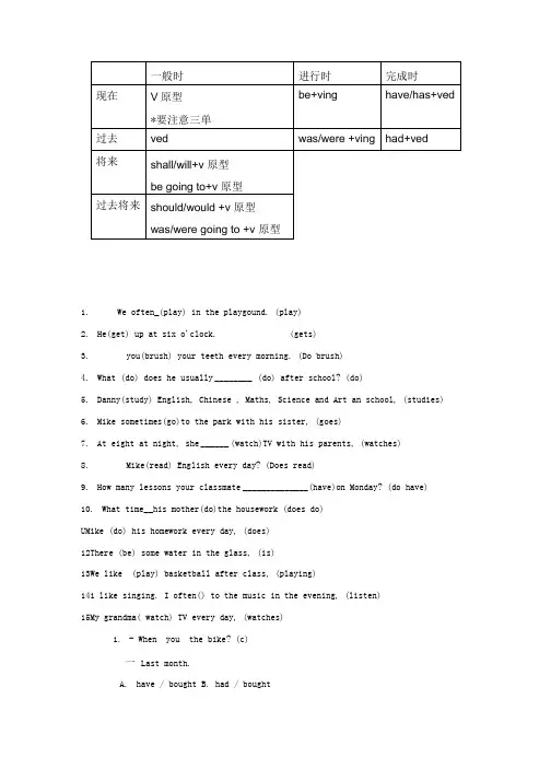 英语时态综合练习题(新).doc