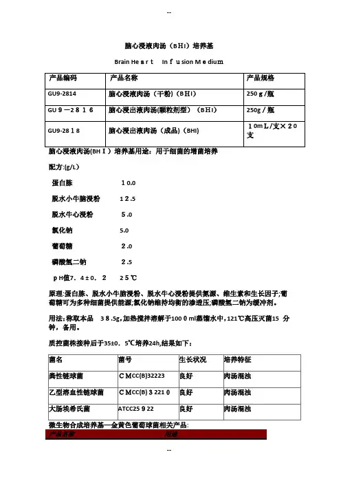 脑心浸液肉汤培养基配制使用
