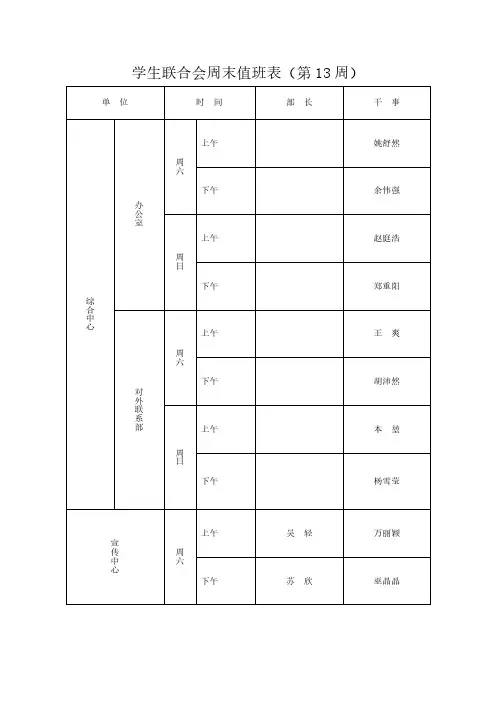 周末值班表练手