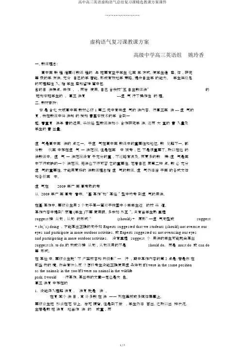 高中高三英语虚拟语气总结复习课精品教学设计课件