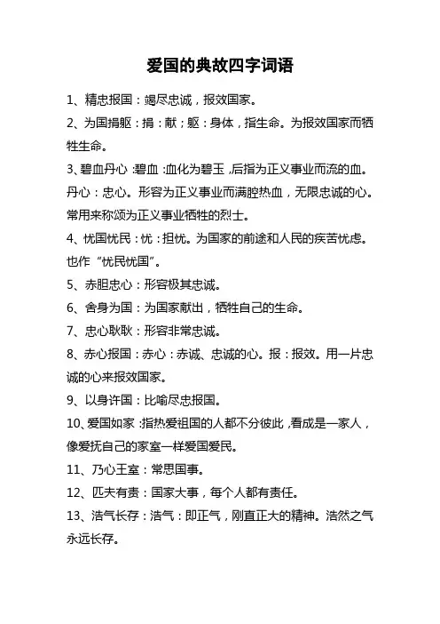 爱国的典故四字词语
