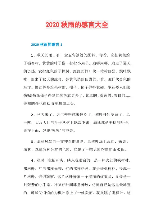 2020秋雨的感言大全