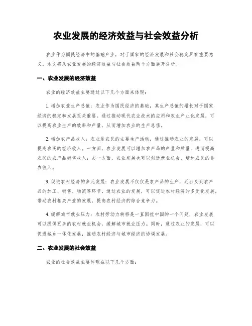 农业发展的经济效益与社会效益分析