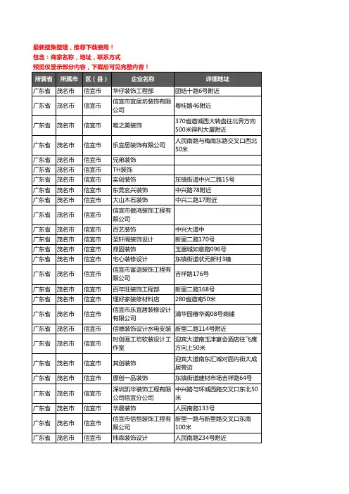 新版广东省茂名市信宜市装修公司企业公司商家户名录单联系方式地址大全142家