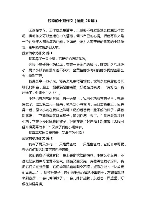 我家的小鸡作文（通用28篇）