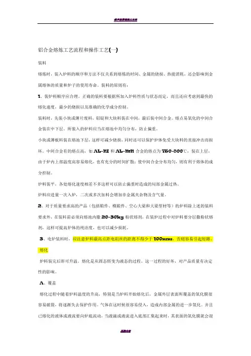 铝合金熔炼工艺流程和操作工艺