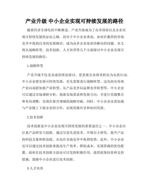 产业升级 中小企业实现可持续发展的路径