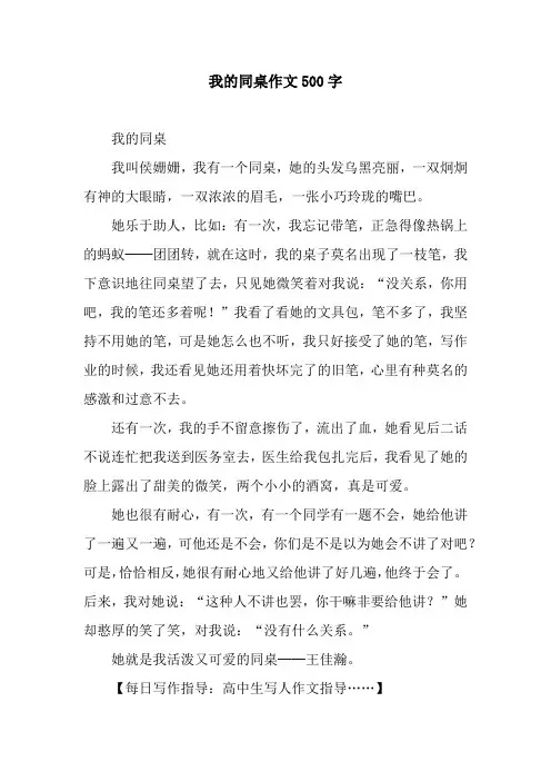 我的同桌作文500字_5