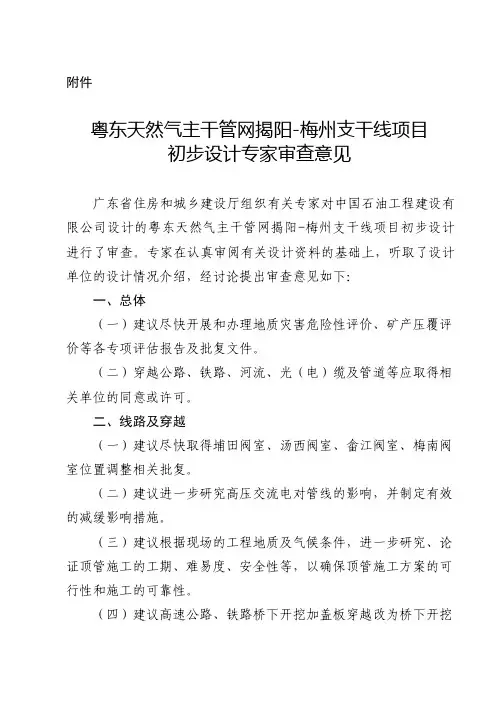 初步设计专家审查意见