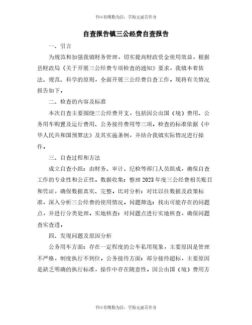 自查报告镇三公经费自查报告