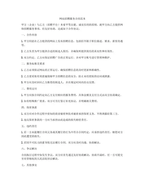 网站招聘服务合同范本