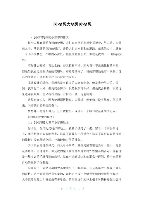 [小梦想大梦想]小梦想